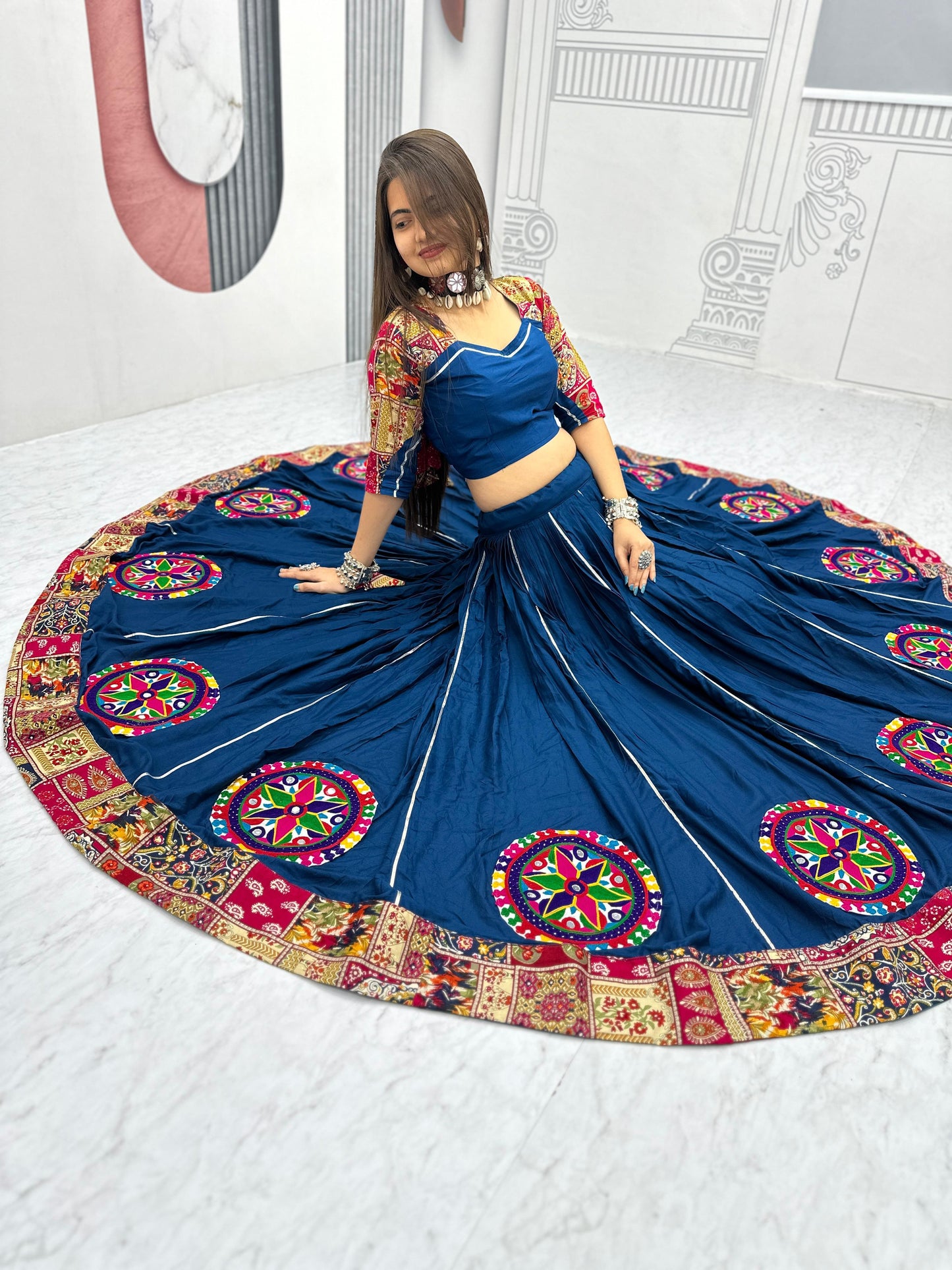Designer Chaniya Choli for Navratri Patola Lehenga Festival outfit Gamthi Work Garba Night