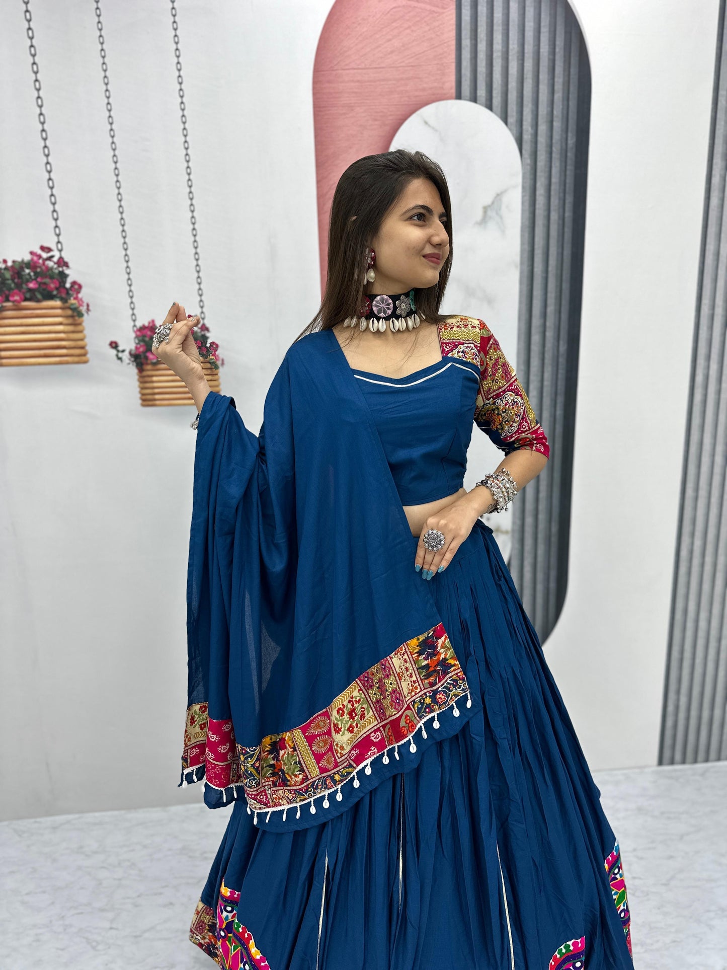 Designer Chaniya Choli for Navratri Patola Lehenga Festival outfit Gamthi Work Garba Night