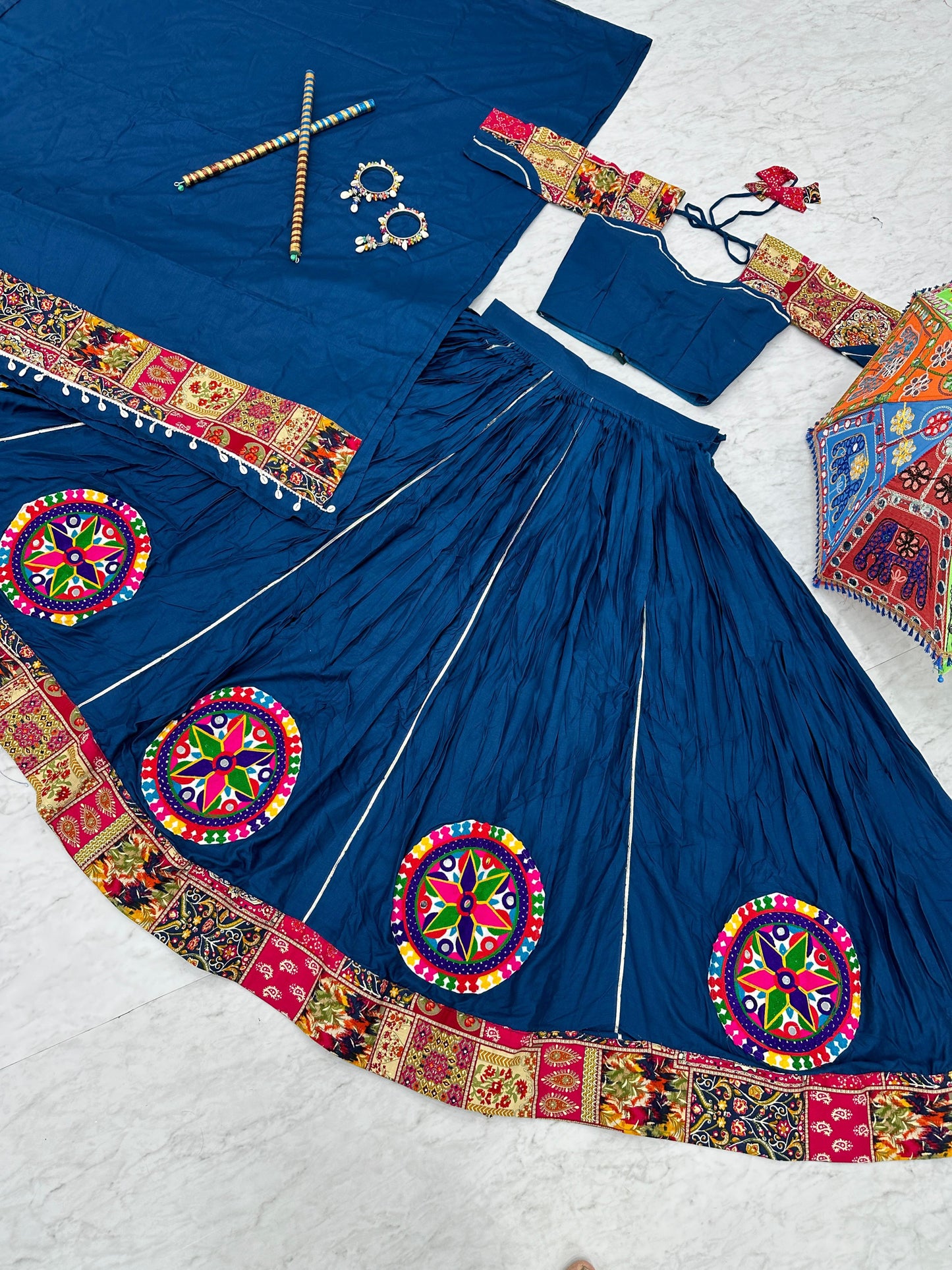 Designer Chaniya Choli for Navratri Patola Lehenga Festival outfit Gamthi Work Garba Night