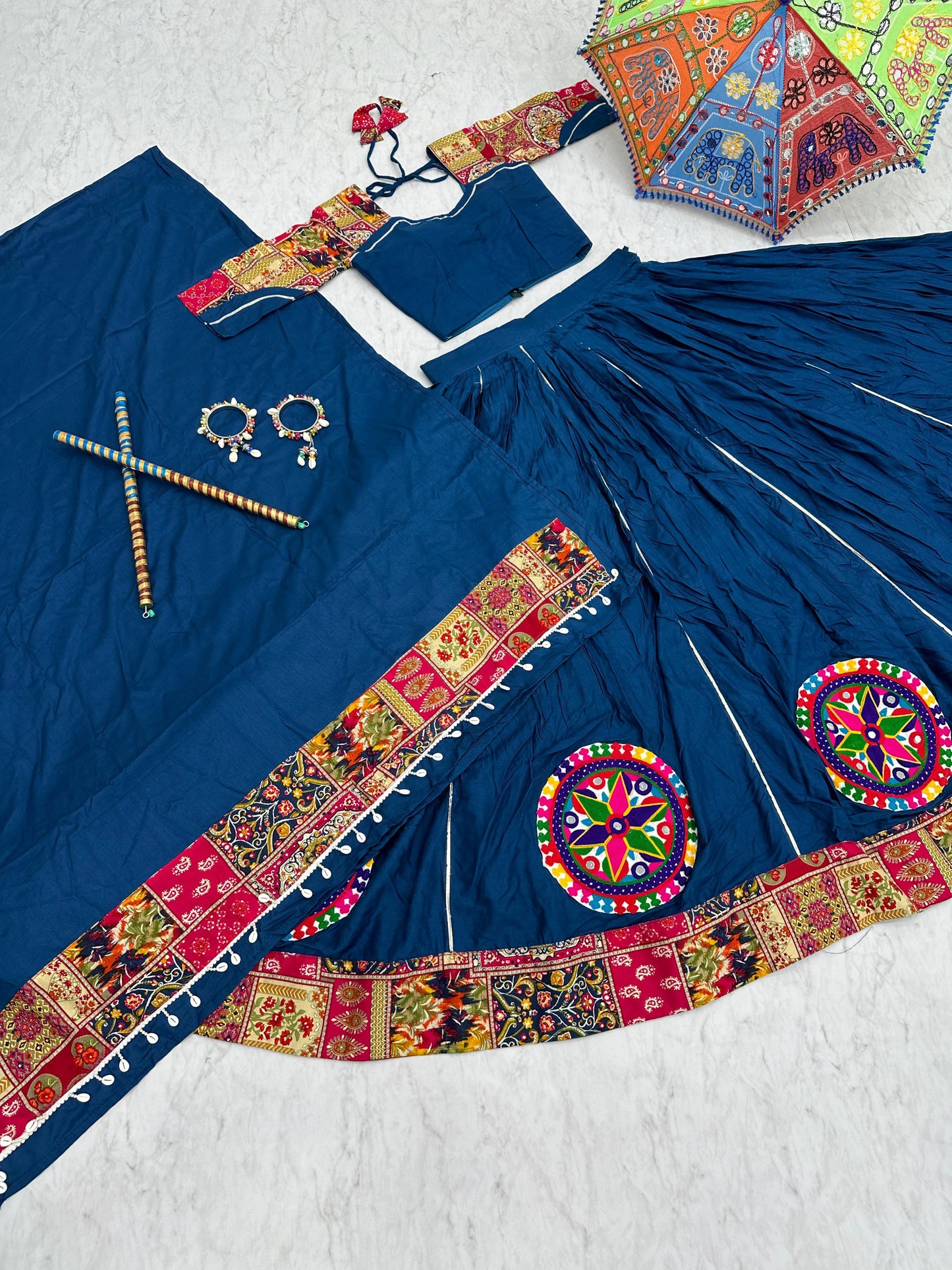 Designer Chaniya Choli for Navratri Patola Lehenga Festival outfit Gamthi Work Garba Night