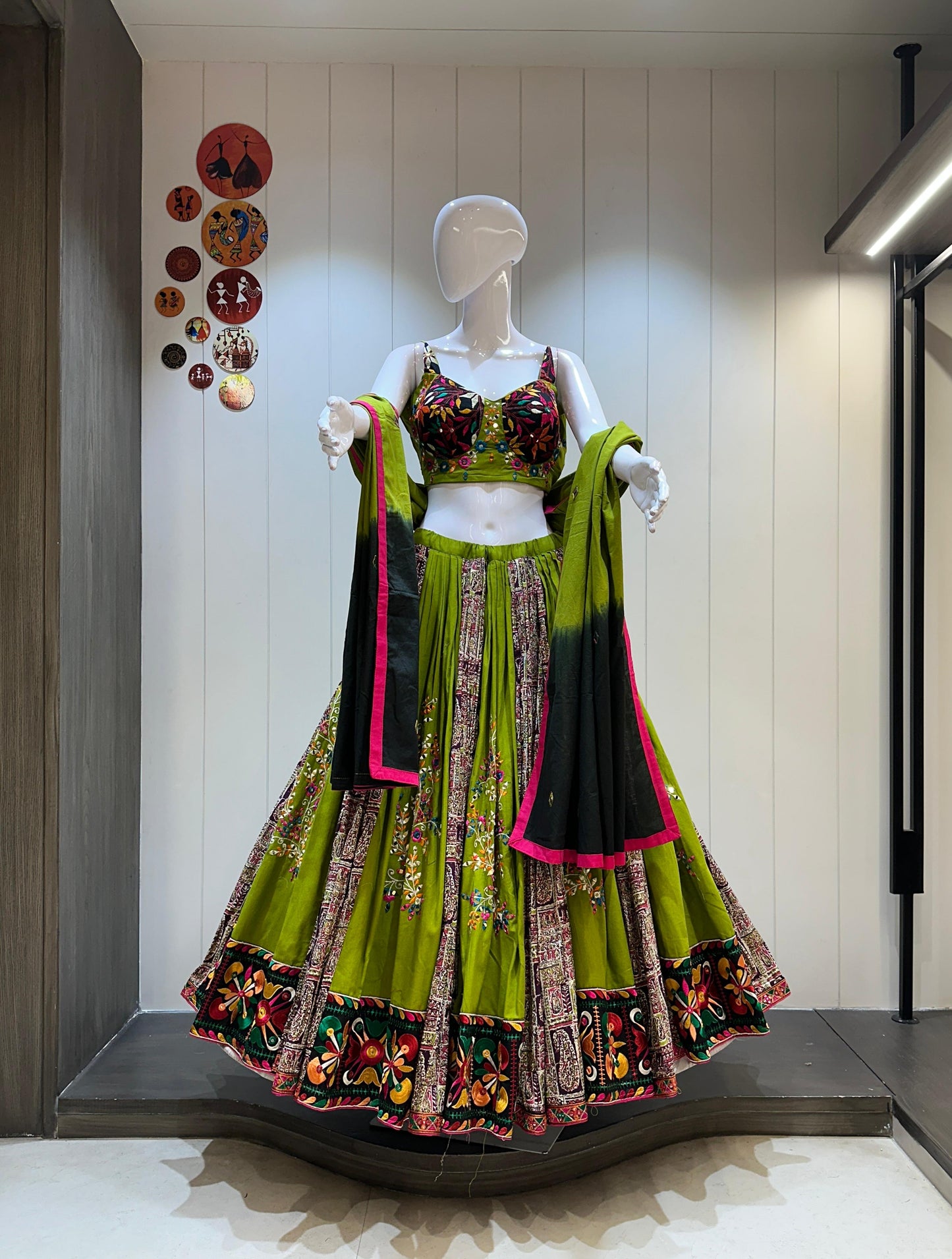 Designer Chaniya Choli for Navratri Patola Lehenga Festival outfit Gamthi Work Garba Night