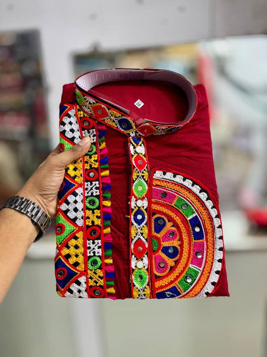 Men's Heavy Chikankari Mirror Work Kurta Pajama Set Indian Navratri Kurta Wedding & Ceremony Outfit