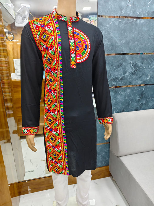Men's Heavy Chikankari Mirror Work Kurta Pajama Set Indian Navratri Kurta Wedding & Ceremony Outfit