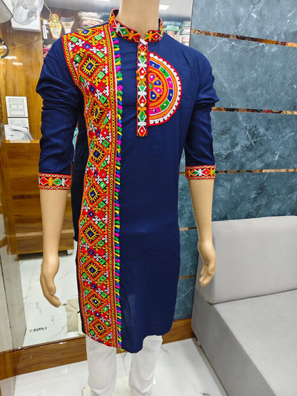Men's Heavy Chikankari Mirror Work Kurta Pajama Set Indian Navratri Kurta Wedding & Ceremony Outfit