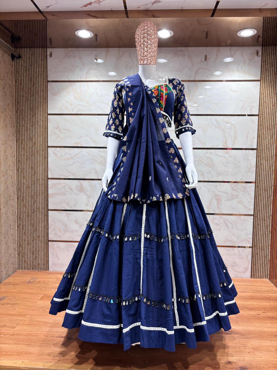 Designer Chaniya Choli for Navratri Patola Lehenga Festival outfit Gamthi Work Garba Night