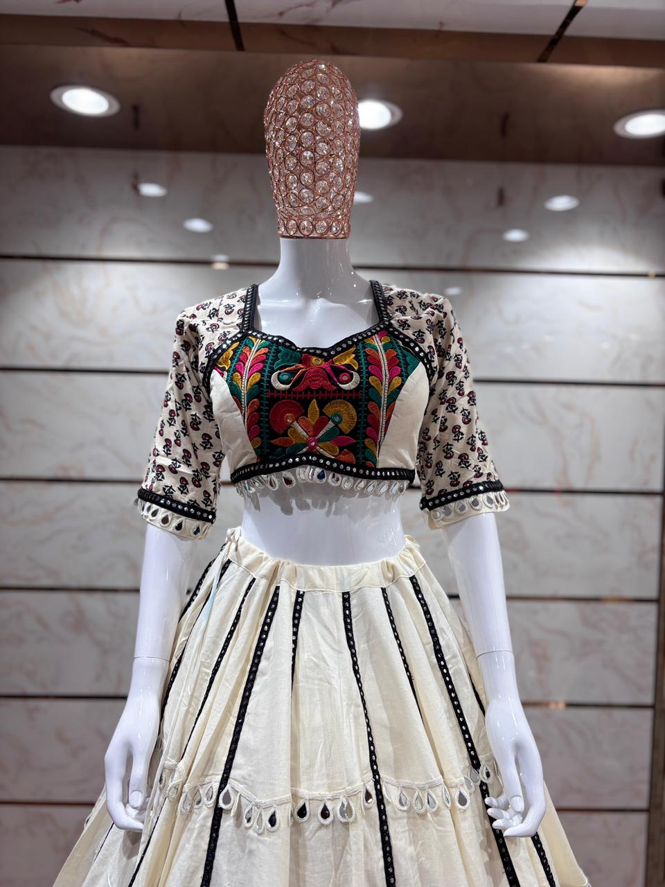 Designer Chaniya Choli for Navratri Patola Lehenga Festival outfit Gamthi Work Garba Night