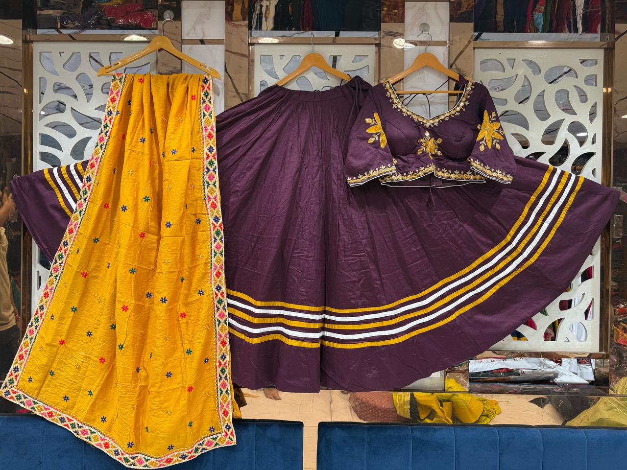 Designer Chaniya Choli for Navratri Patola Lehenga Festival outfit Gamthi Work Garba Night