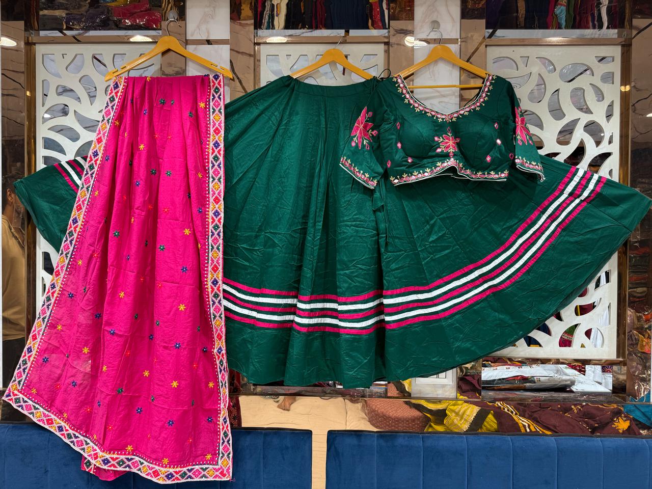 Designer Chaniya Choli for Navratri Patola Lehenga Festival outfit Gamthi Work Garba Night