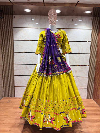 Designer Chaniya Choli for Navratri Patola Lehenga Festival outfit Gamthi Work Garba Night