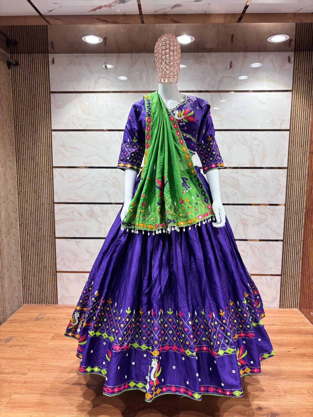 Designer Chaniya Choli for Navratri Patola Lehenga Festival outfit Gamthi Work Garba Night