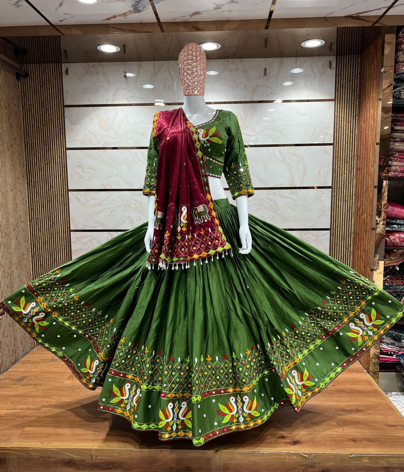 Designer Chaniya Choli for Navratri Patola Lehenga Festival outfit Gamthi Work Garba Night