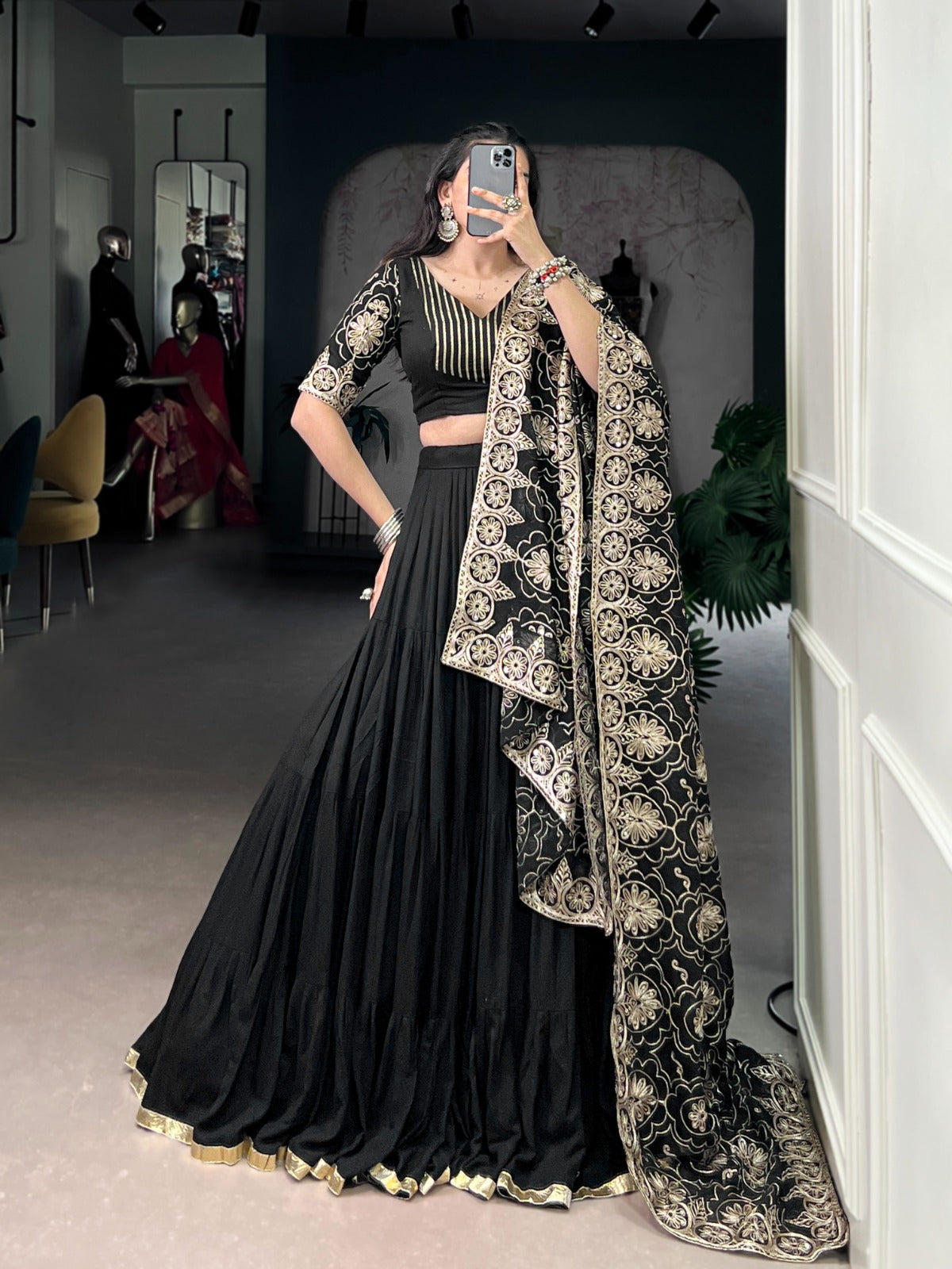 Designer Chaniya Choli for Navratri Patola Lehenga Festival outfit Gamthi Work Garba Night