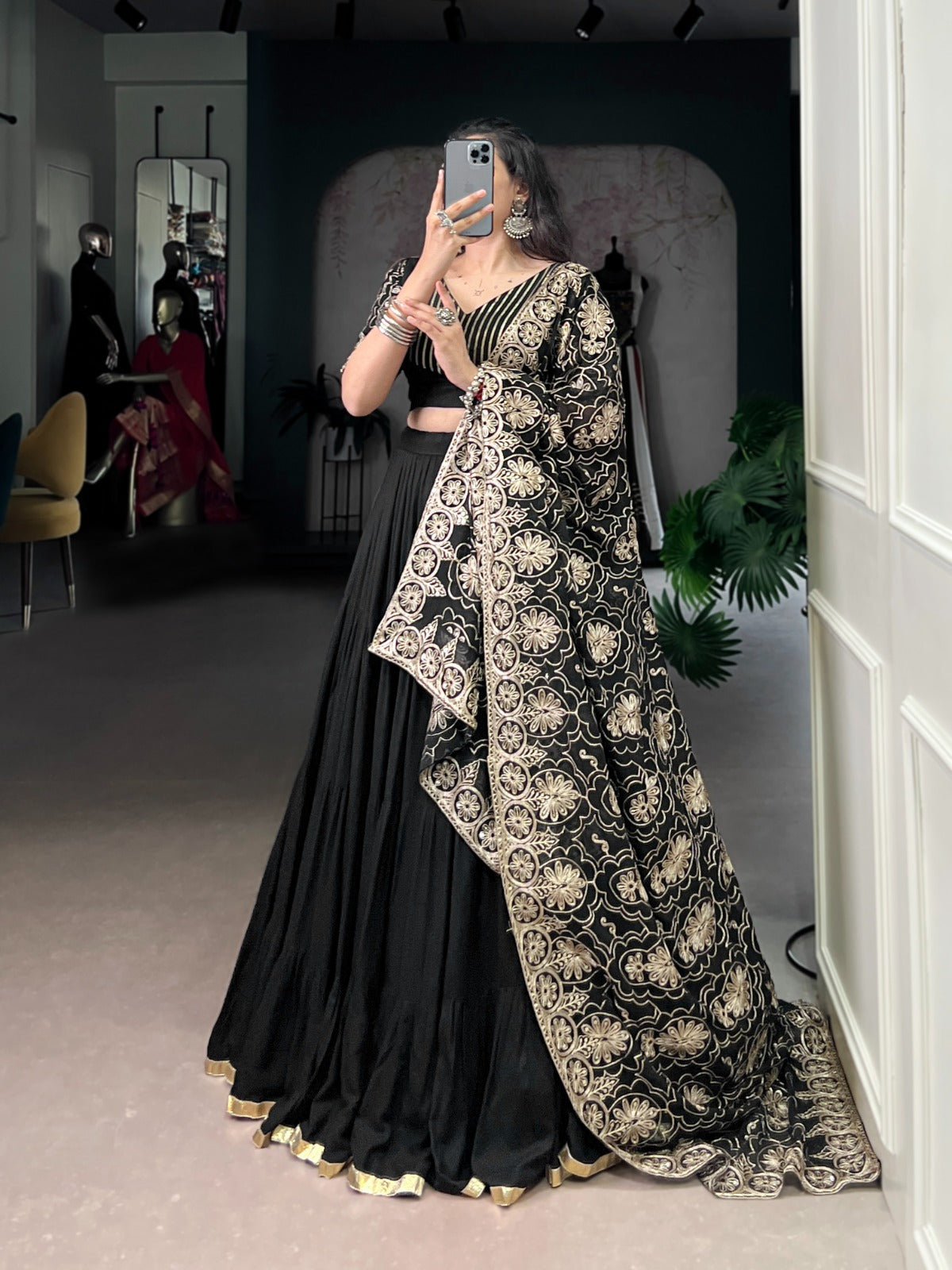 Designer Chaniya Choli for Navratri Patola Lehenga Festival outfit Gamthi Work Garba Night