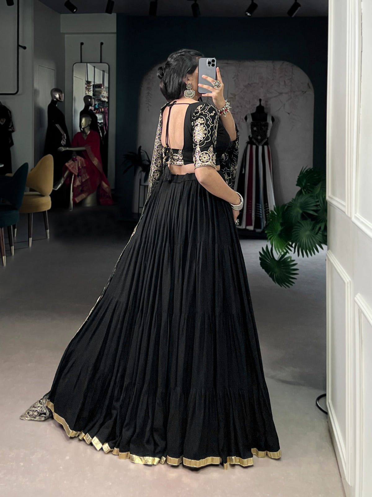 Designer Chaniya Choli for Navratri Patola Lehenga Festival outfit Gamthi Work Garba Night
