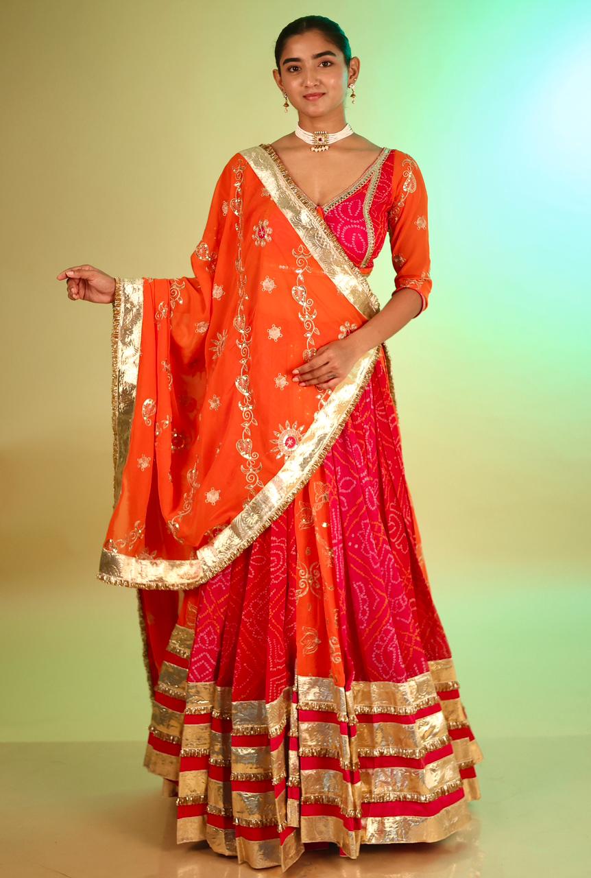 Designer Chaniya Choli for Navratri Patola Lehenga Festival outfit Gamthi Work Garba Night