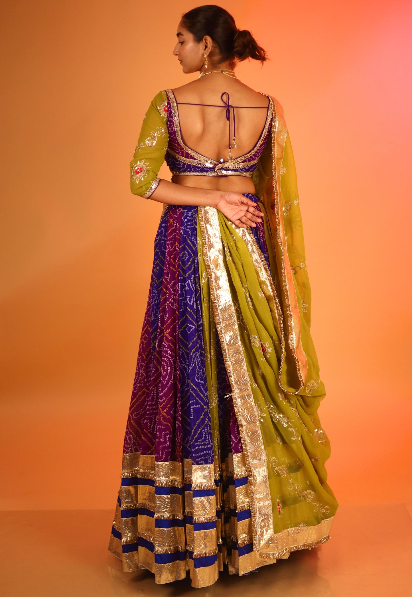 Designer Chaniya Choli for Navratri Patola Lehenga Festival outfit Gamthi Work Garba Night
