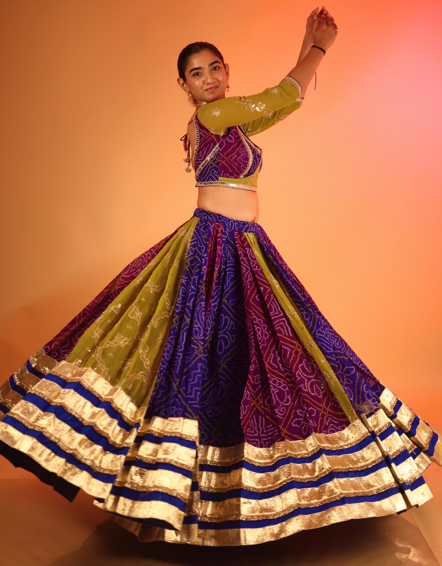 Designer Chaniya Choli for Navratri Patola Lehenga Festival outfit Gamthi Work Garba Night
