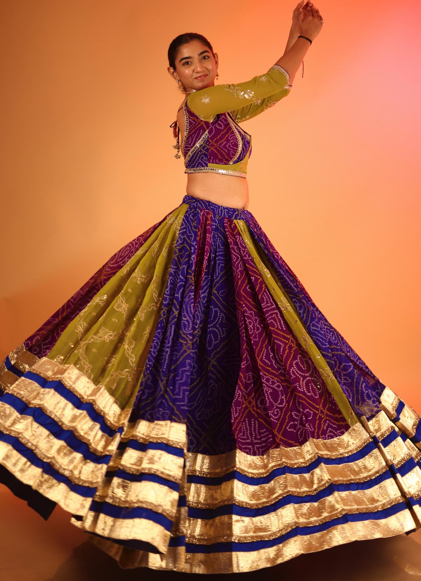 Designer Chaniya Choli for Navratri Patola Lehenga Festival outfit Gamthi Work Garba Night