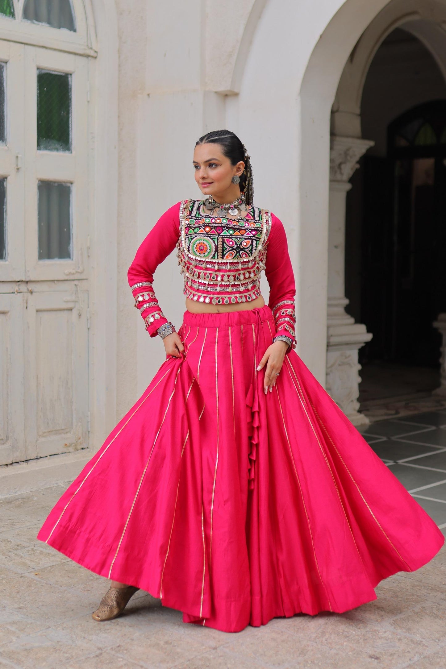 Designer Chaniya Choli for Navratri Patola Lehenga Festival outfit Gamthi Work Garba Night