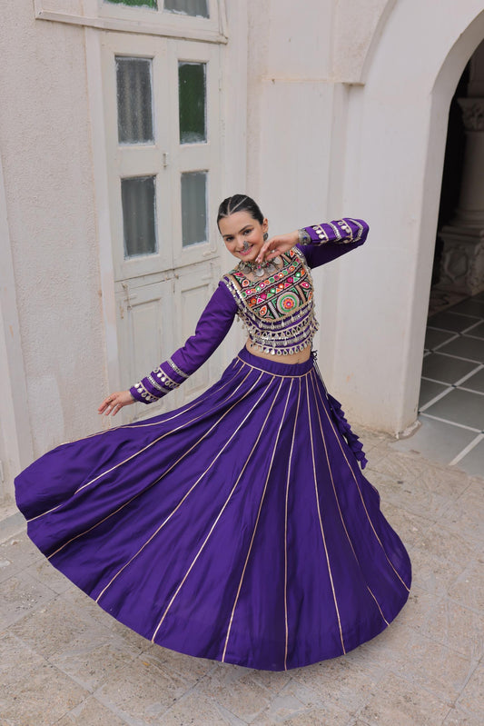 Designer Chaniya Choli for Navratri Patola Lehenga Festival outfit Gamthi Work Garba Night