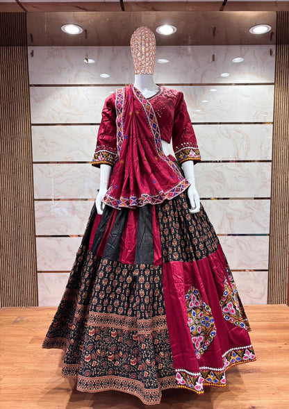 Pure Kalam Kari Cotton Chaniya Choli for Navratri Patola Lehenga Festival outfit Gamthi Work Garba Night