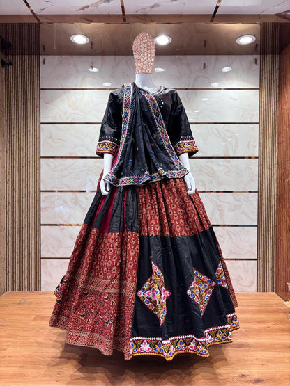 Pure Kalam Kari Cotton Chaniya Choli for Navratri Patola Lehenga Festival outfit Gamthi Work Garba Night