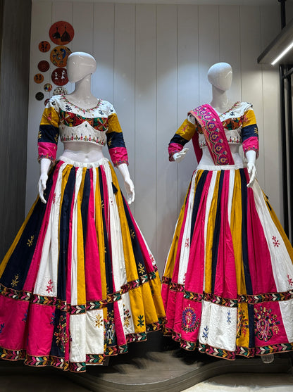 Pure Khadi Cotton Chaniya Choli for Navratri Patola Lehenga Festival Outfit Gamthi Work Garba Night