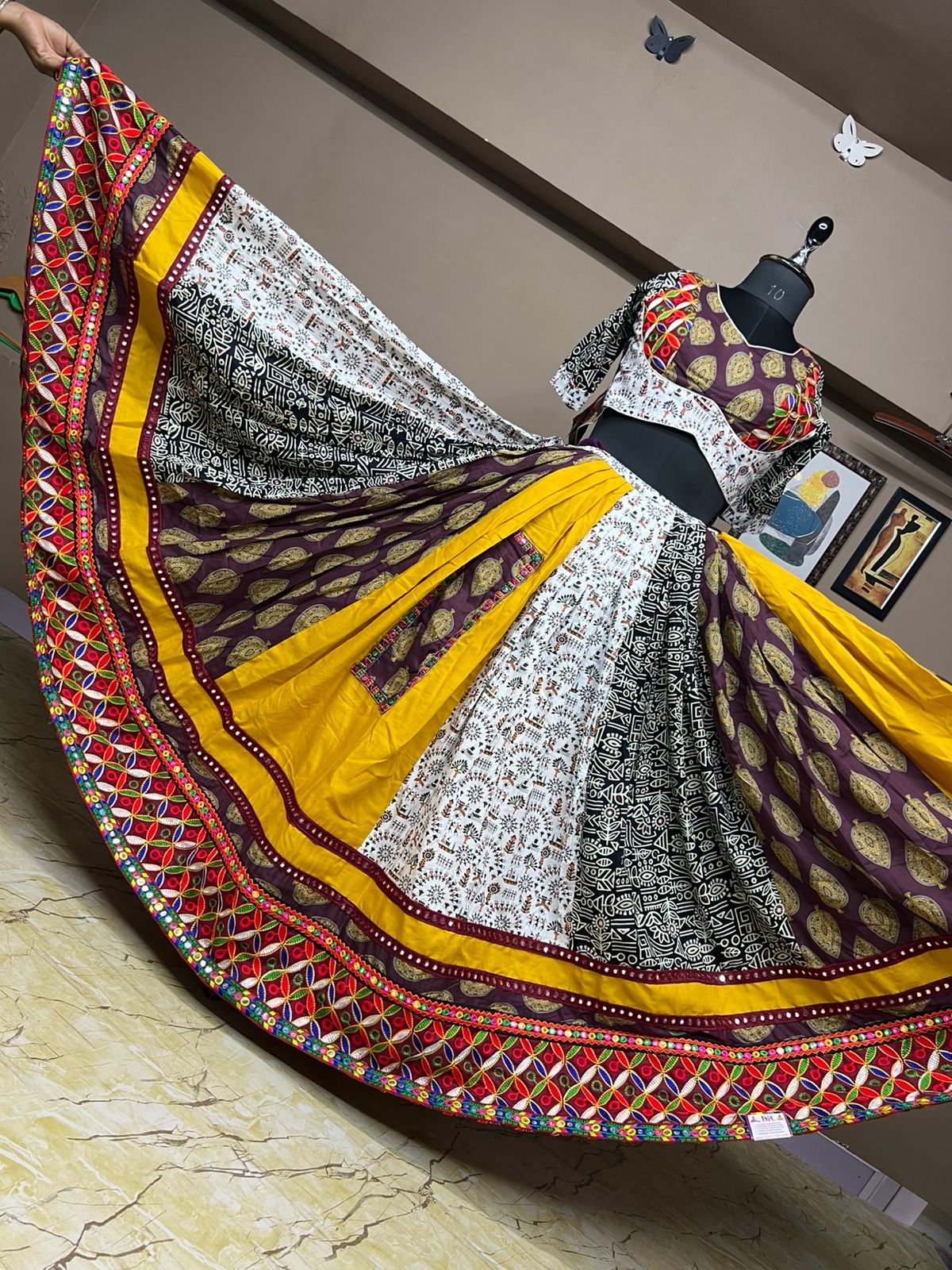 Pure Rasbari Silk Fabric Chaniya Choli for Navratri Patola Lehenga Festival Outfit Gamthi Work Garba Night