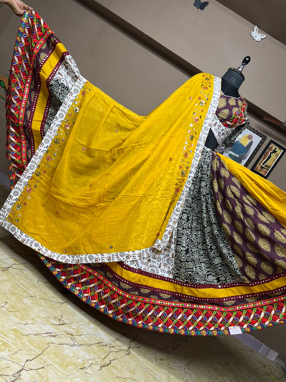 Pure Rasbari Silk Fabric Chaniya Choli for Navratri Patola Lehenga Festival Outfit Gamthi Work Garba Night