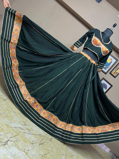 Pure Rasbari Silk Fabric Chaniya Choli for Navratri Patola Lehenga Festival Outfit Gamthi Work Garba Night