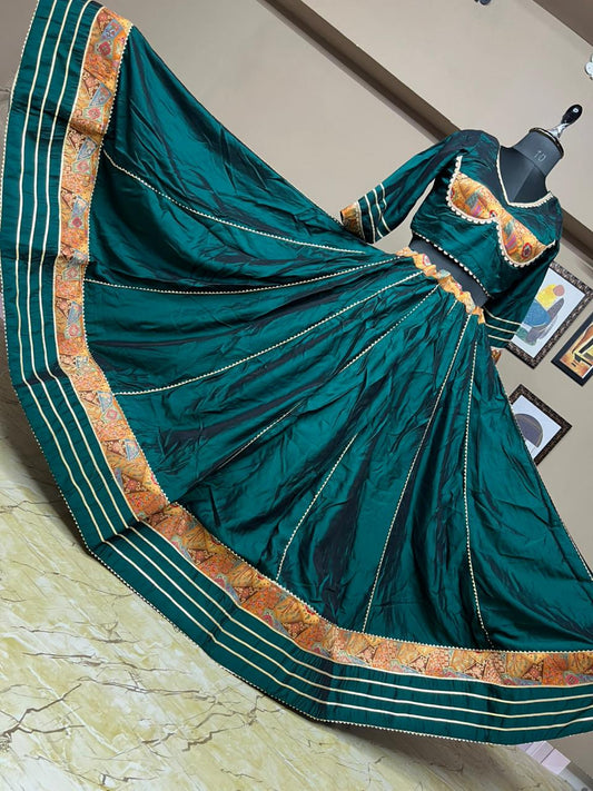 Pure Rasbari Silk Fabric Chaniya Choli for Navratri Patola Lehenga Festival Outfit Gamthi Work Garba Night