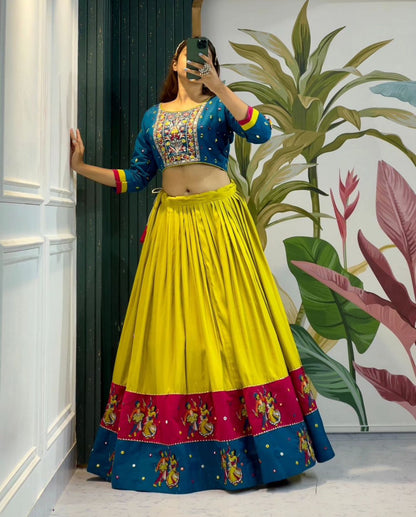 Pure Kutchii Print Fabric Chaniya Choli for Navratri Patola Lehenga Festival outfit Gamthi Work Garba Night