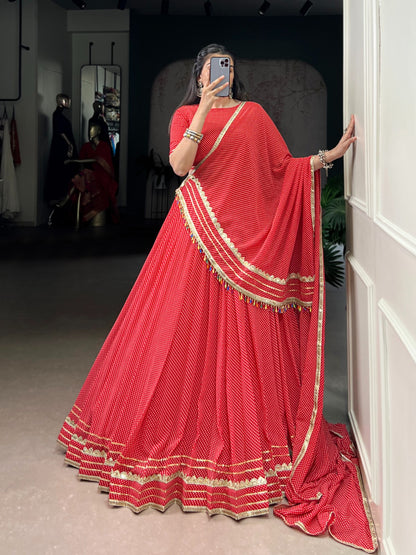 Georgette Printed With Lace Touch Up Chaniya Choli Patola Lehenga