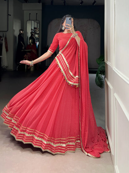 Georgette Printed With Lace Touch Up Chaniya Choli Patola Lehenga