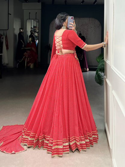 Georgette Printed With Lace Touch Up Chaniya Choli Patola Lehenga
