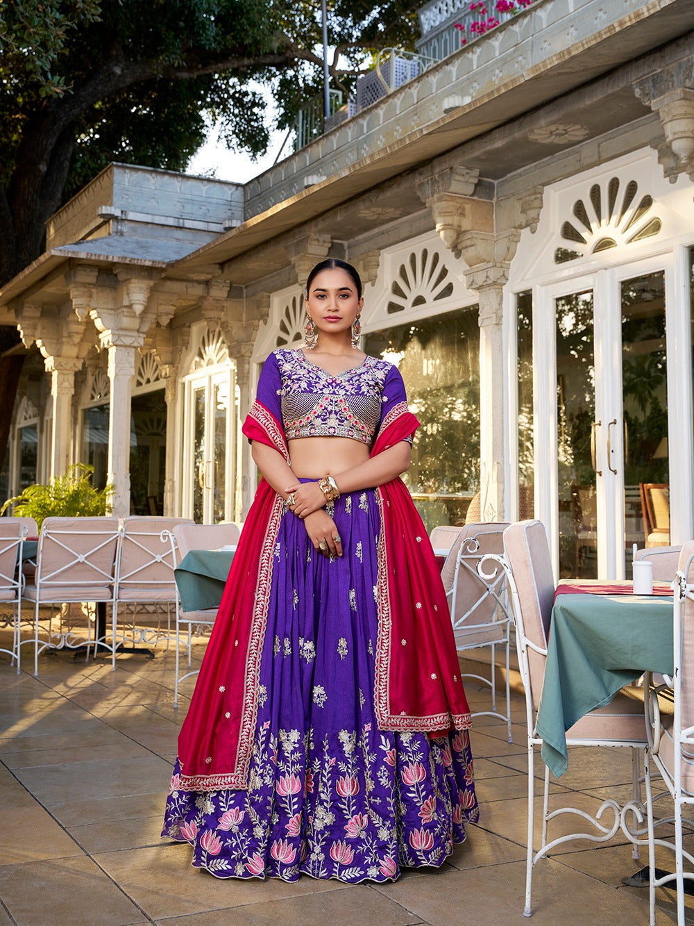 Vichitra Silk And Sequins and Thread Embroidery Work Chaniya Choli Patola Lehenga