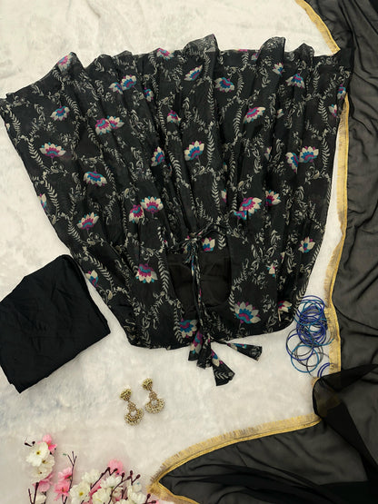 Pure Jimmy Organza Silk Digital Printed Padded Gown