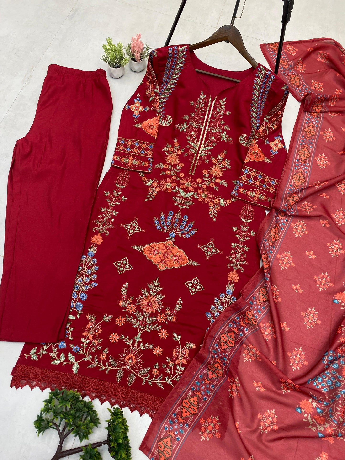 Heavy ROMAN SILK With SEQUENCE EMBROIDERY WORK Salwar Kameez Is Perfect For Party Wear