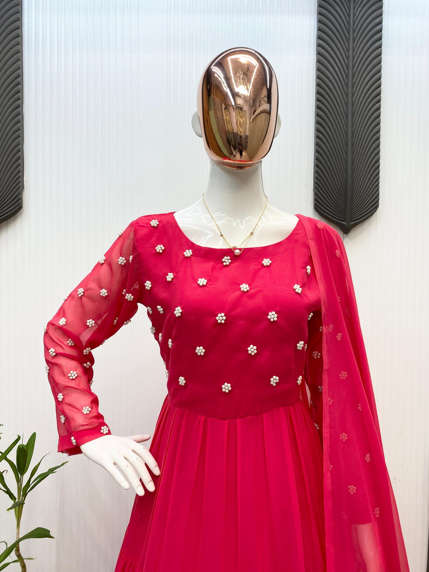 Heavy Georgette With Embroidery BEADS WORK Salwar Kameez Is Perfect For Party Wear