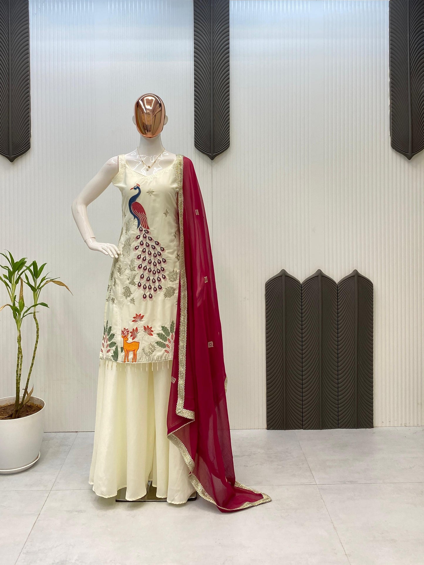 Heavy FRENCH CRAPE With Embroidery Work With PEACOCK Salwar Kameez Is Perfect For Party Wear