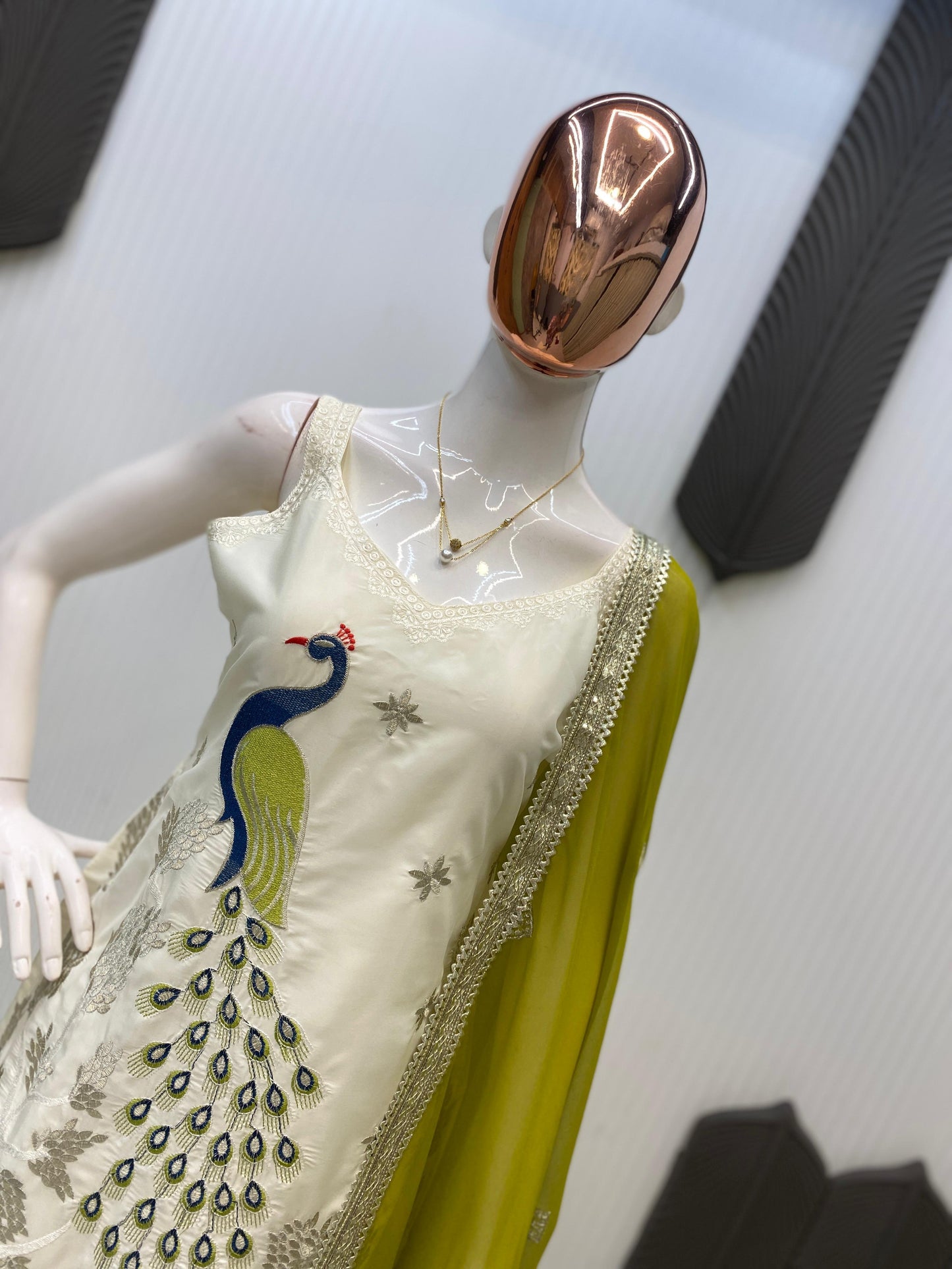 Heavy FRENCH CRAPE With Embroidery Work With PEACOCK Salwar Kameez Is Perfect For Party Wear