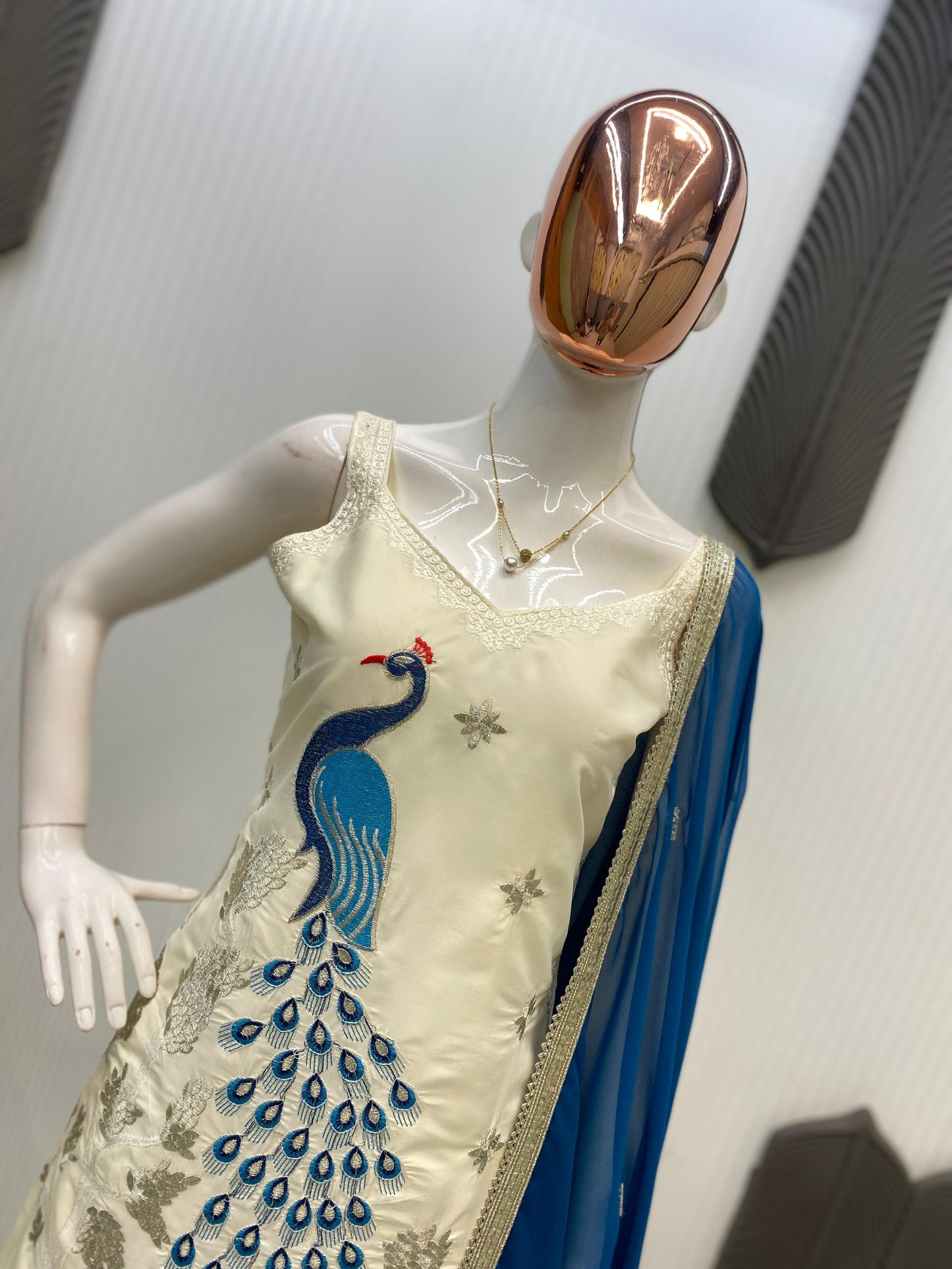 Heavy FRENCH CRAPE With Embroidery Work With PEACOCK Salwar Kameez Is Perfect For Party Wear