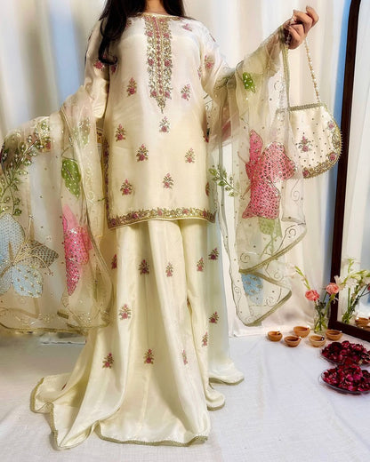 Heavy CHINON With SEQUENCE EMBROIDERY WORK Salwar Kameez Is Perfect For Party Wear