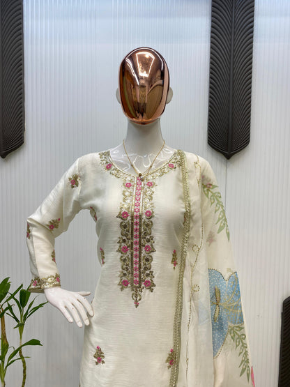 Heavy CHINON With SEQUENCE EMBROIDERY WORK Salwar Kameez Is Perfect For Party Wear