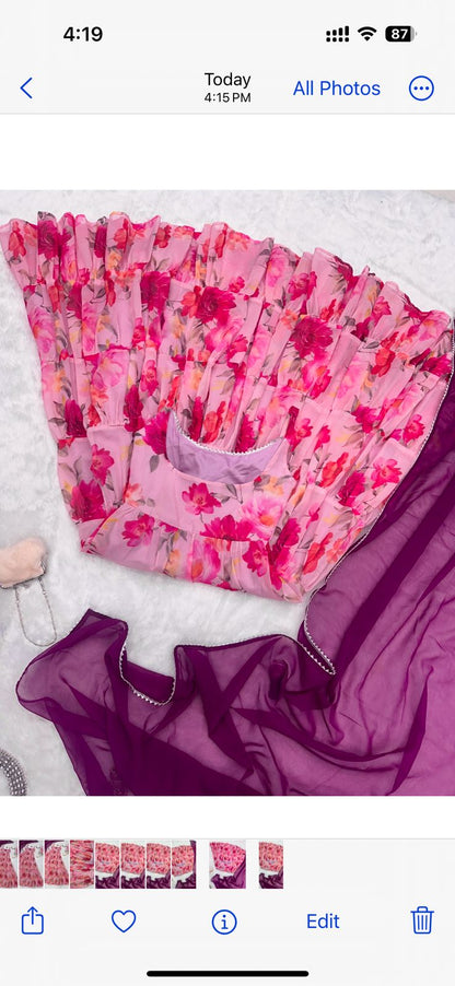 Georgette Digital Printed  Anarkali Suit With Huge 8mtr Flair