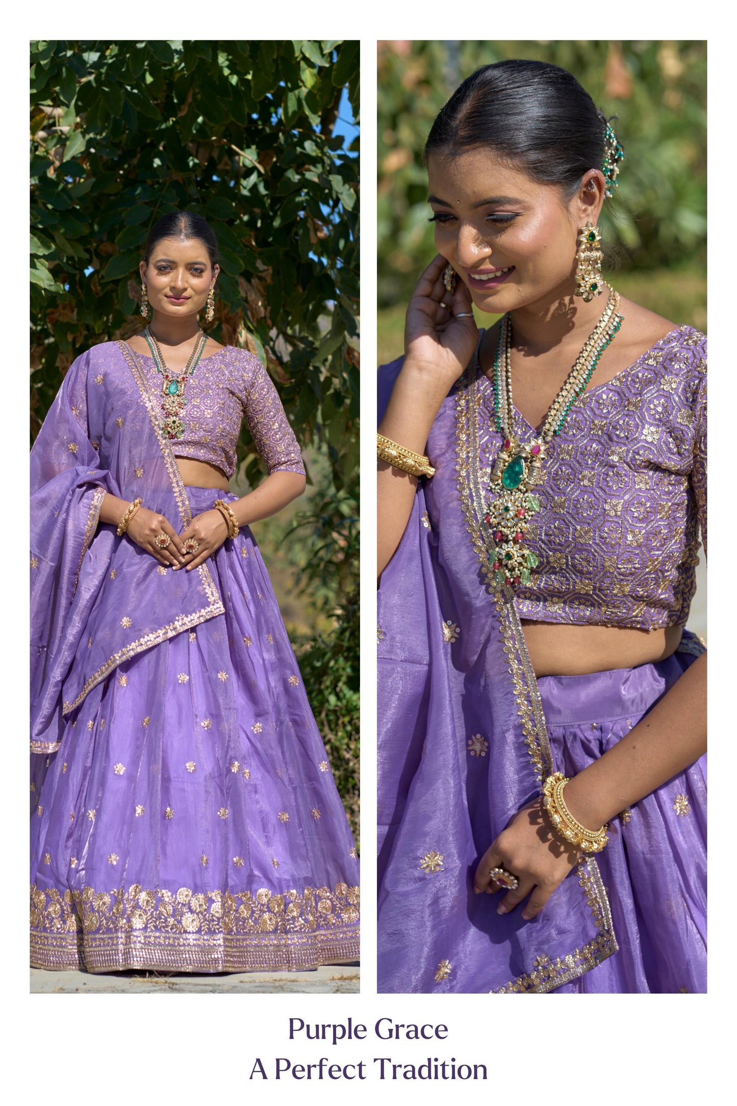 Gold Crush Purple Embroidery Lehenga Collection👜