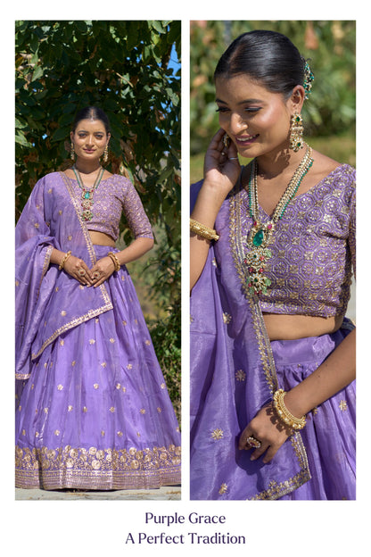 Gold Crush Purple Embroidery Lehenga Collection👜