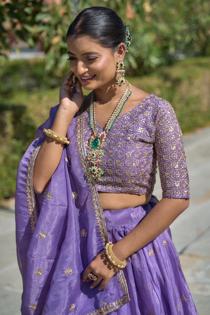 Gold Crush Purple Embroidery Lehenga Collection👜