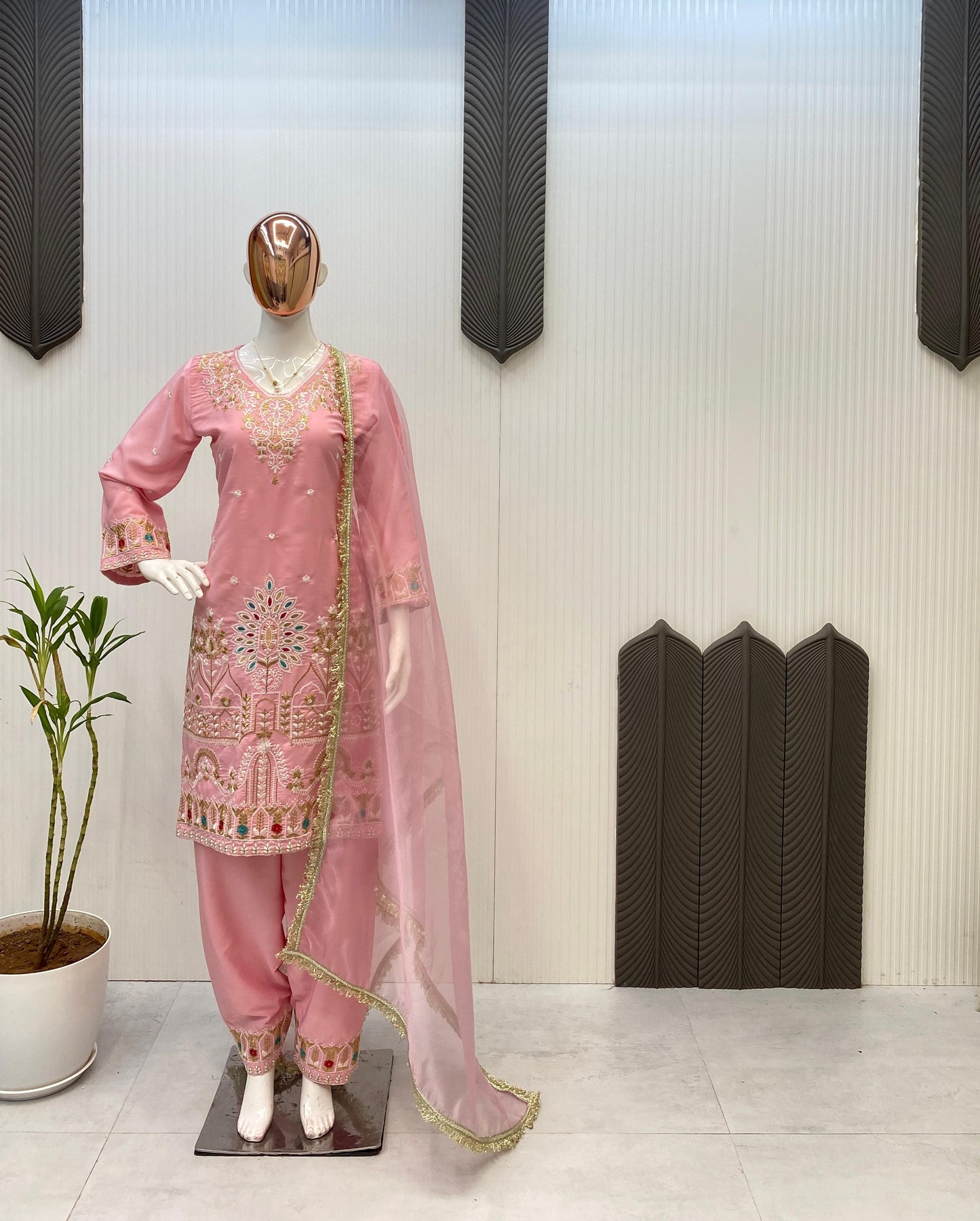 Heavy FRENCH CRAPE With Embroidery Work