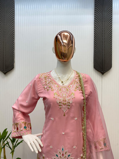 Heavy FRENCH CRAPE With Embroidery Work